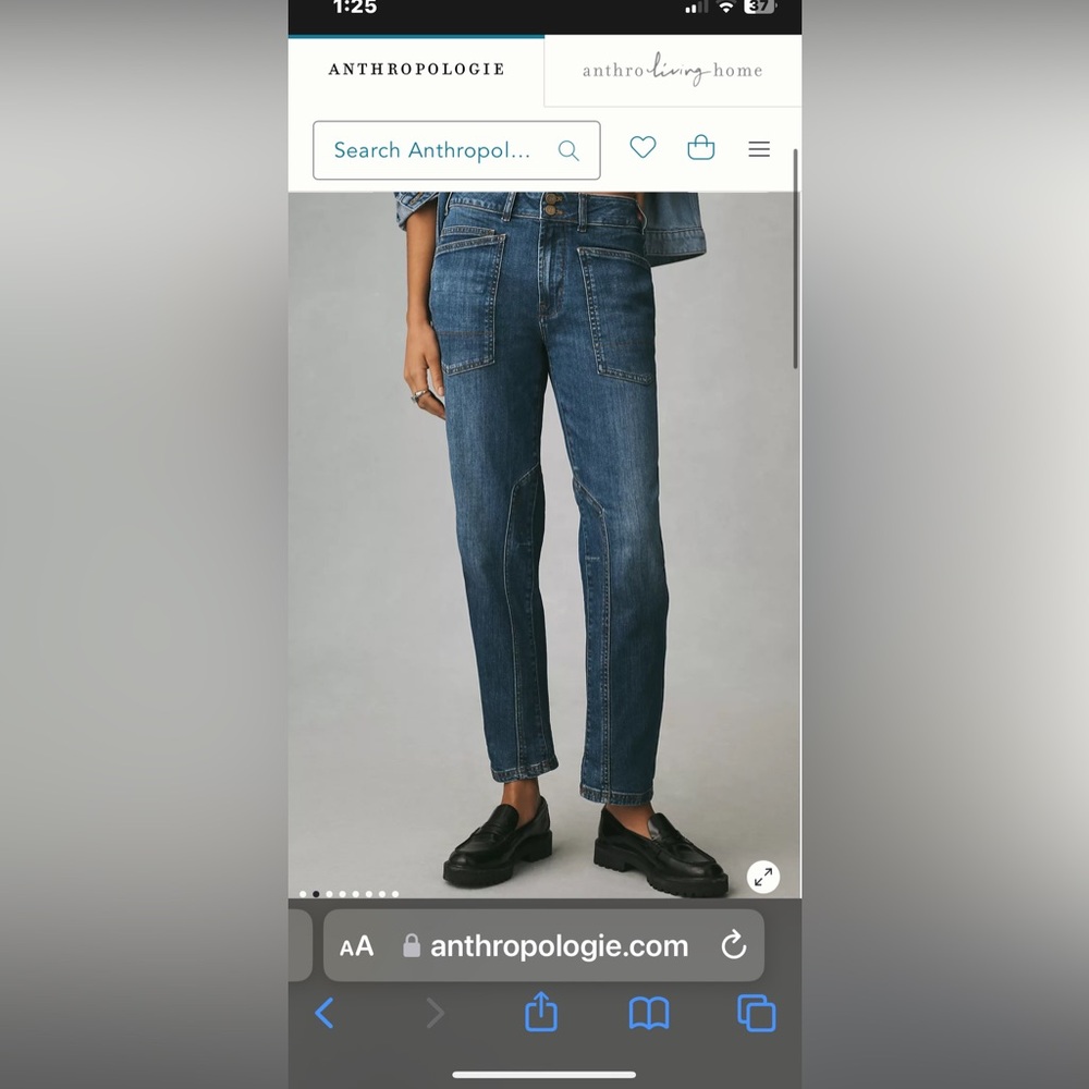 Pilcro Dark Blue Straight-Leg Jeans